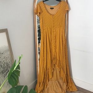 Button down polka dot ruffle dress